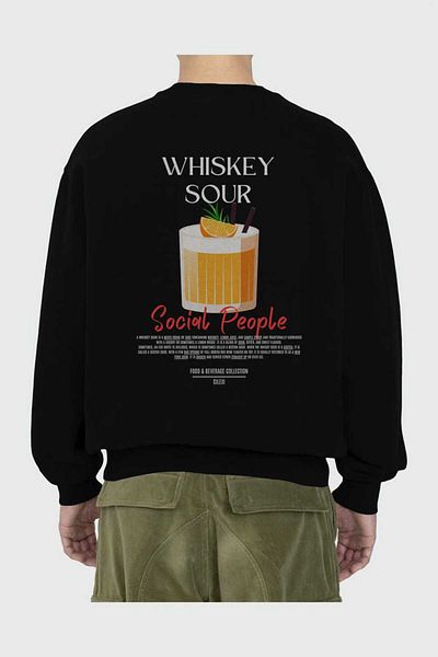 Ankhises Hanorac oversize cu imprimeu Whiskey Sour Back Bărbați Femei Unisex