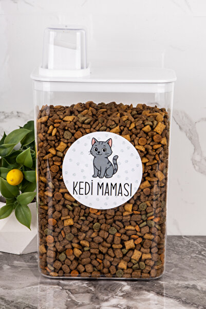 Dolkin Home Cinse Özel Kedi Maması Kutusu Etiketli Kendinden Ölçekli 3000 ml ...