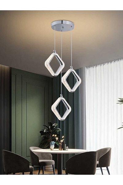best power Modern LED Chandelier Light 9893-3 – 21WTriple Lamps with 3 Light Modes with 180cm Adjustable Cord