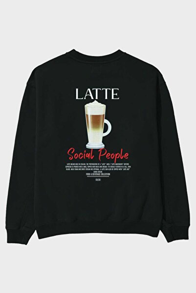 Ankhises Hanorac oversize negru cu imprimeu pe spate Latte, pentru bărbați și...