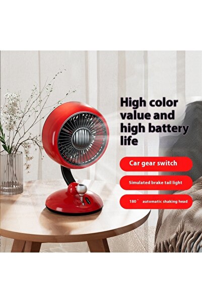 Generic مروحة طاولة محمولة قابلة لإعادة الشحن عبر USB بقوة 3600 مللي أمبير في الساعة بتصميم 2025 مزودة بإضاءة LED تلقائية