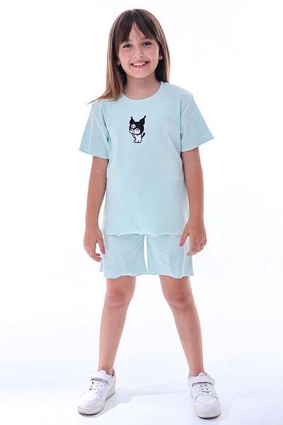 ZUZUNGA Ribana Beybi Overlock Detailed Kuromi Embroidered Top-Under Set