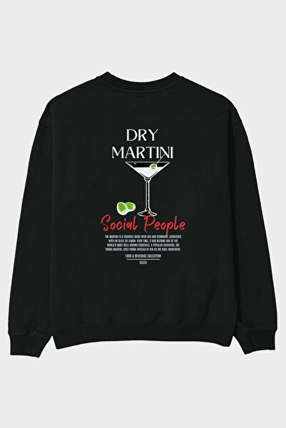 Ankhises Dry Martini Μαύρο Φούτερ Oversize με Στάμπα στην Πλάτη, Ανδρικό Γυνα...