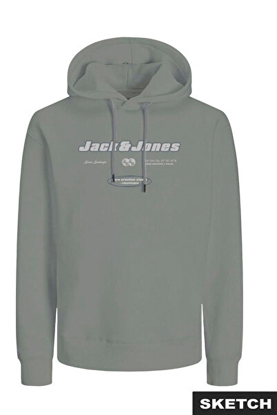 Jack & Jones Erkek Gögüs Logo Baskili Kapüsonlu Sweatshirt - Boost