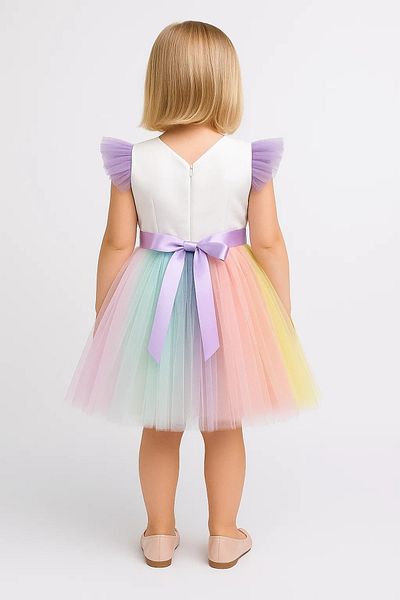 Mnk Rochie de petrecere pentru fete cu fuste colorate și coroană LİLA