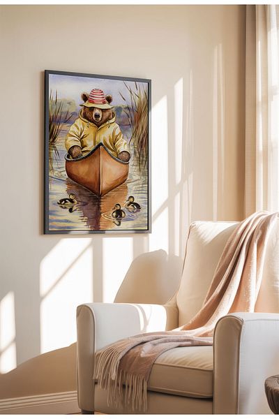 21mxm Imprimeu pe pânză de vis – Artă fantezistă cu natură și animale, ilustrație de peisaj în culori pastelate delicate, decor de perete