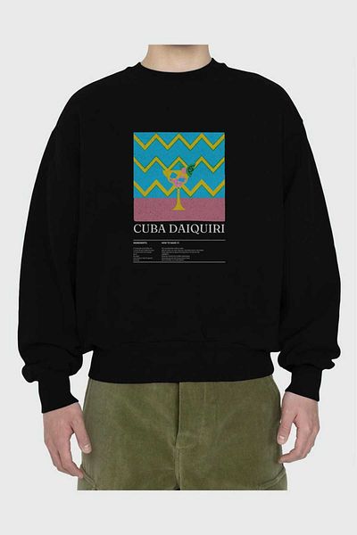 Ankhises Hanorac supradimensionat cu imprimeu frontal Cuba Daiquiri Bărbați Femei Unisex