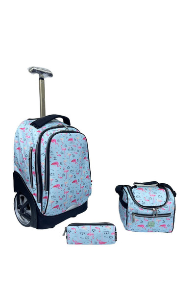 ZippyPack 3-Piece Rolling School Set, 18-Inch Wheeled Backpack with Lunch Bag...
