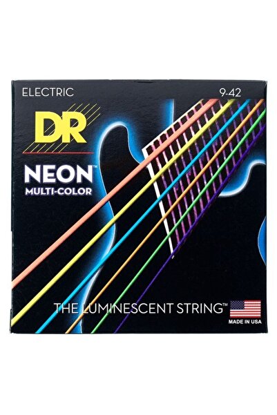 DR NMCE-9 Hi-Def Neon Multi Color Çok Renkli Elektro Gitar Teli (Light 9-42)