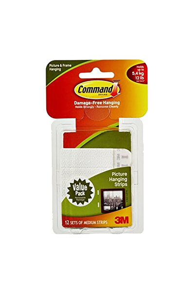 COMMAND مجموعة شرائط تعليق الصور متوسطة الحجم، مكونة من 12 قطعة