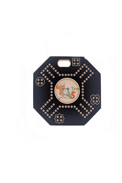 TİME Octagonal Wooden Game Board – Black & Gold with Cards and Colorful Pieces