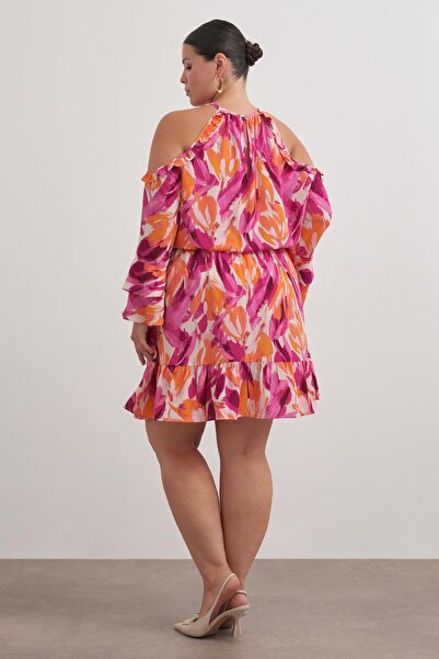 MYLİNE Rochie cu volan cu detaliu de fereastră