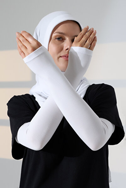 ihvan online Γυναικείο μανίκι μακρύ χτενισμένο βαμβακερό μανίκι λευκό