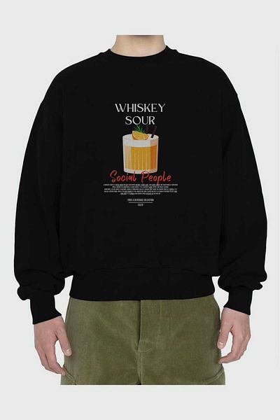 Ankhises Whiskey Sour față Imprimat Oversize Hanorac Bărbați Femei Unisex