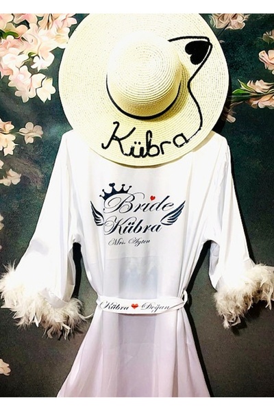 bridebyvictoria ( Isminizi Yazıyoruz) Gelin Sabahlığı Bride Sabahlık Kollar T...