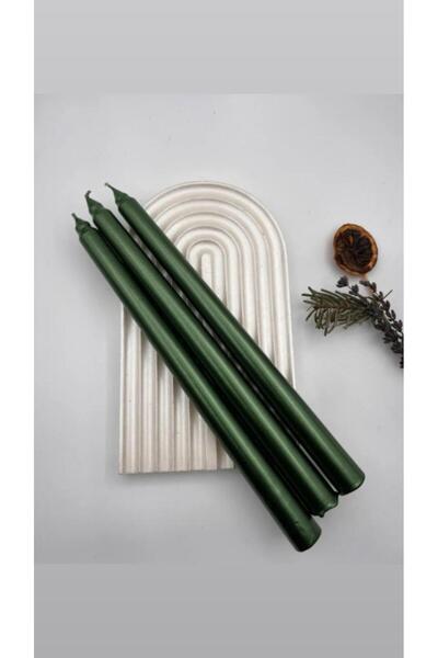 SCA CANDLE Dekoratif Mum Şamdanlık Mum Metalik Yeşil renk 2 Kili 25 CM uzunlu...