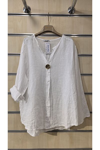 Park Moda Bluză din in italian cu model simplu cu mânecă lungă