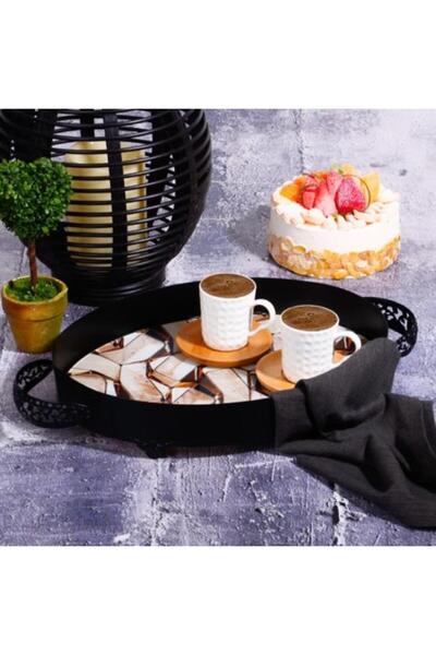 Kosova 1994-52 Medium Black Oval Light Brown Tray 35 cm