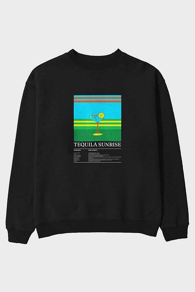 Ankhises Tequila Sunrise Front Printed Oversize Sweatshirt Men Women Unisex
