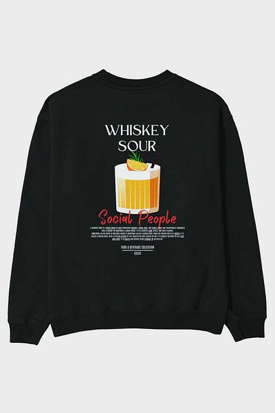 Ankhises Hanorac oversize cu imprimeu Whiskey Sour Back Bărbați Femei Unisex