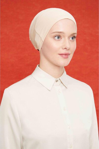 LAVENDER Boneta din bumbac pieptănat fără cusături din silicon, bej deschis