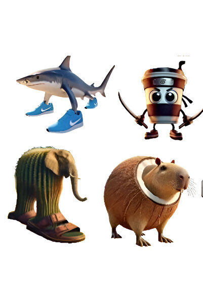 3d layer craft 4'lü Set Brainrot Figür Tralalero Tralala, Lirili Larila, Capp...