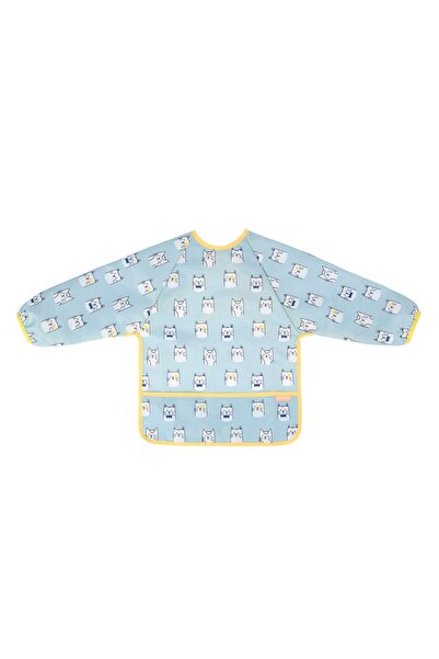 Badabulle Badabullle - Bavetă cu mâneci, albastră cu pisicuțe