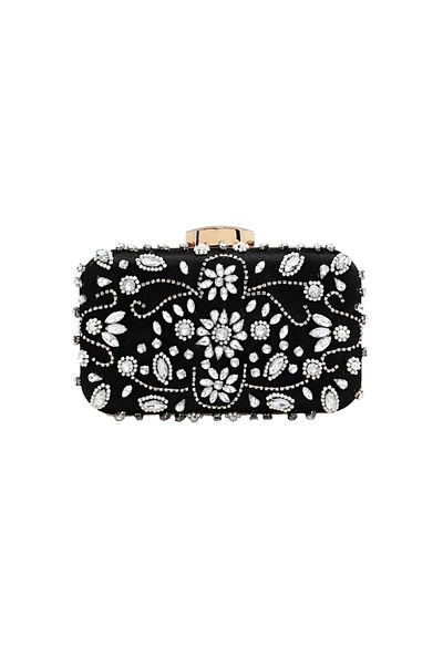TopToday by C&S Gentuta Clutch Dama Boutique Deluxe cu Pietre Argintii Stralucitoare, Material Sintetic Premium, Dim