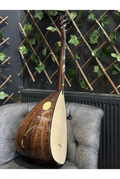 Sazhane Özel Seri Ceviz Tekne İşlemeli Klavye Kısa Sap Bağlama (Kılıf Dahil)