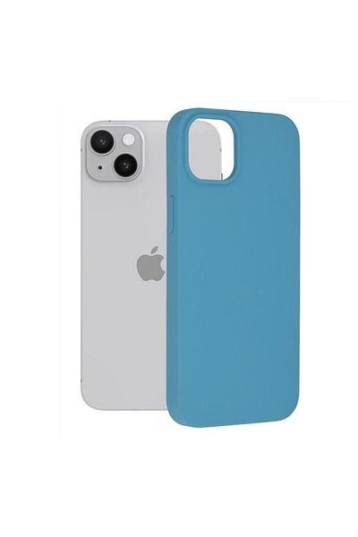 Dali Carcasă de protecție compatibilă cu Apple iPhone 14 Plus, margini moi, silicon, albastru denim