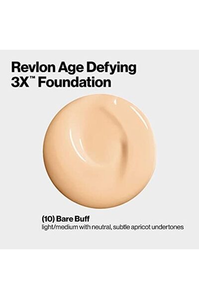Revlon Liquid Foundation, Age Defying 3XFace Makeup, Anti-Aging and Firming Formula, SPF 30, 010 Bare Buff