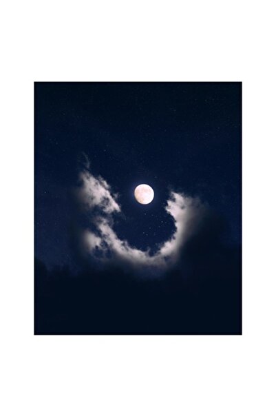 OEM Pictură pe pânză „Luna văzută prin nori nocturni”, 26 x 39 cm