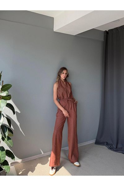 AlisaSu Women's 100% Raw Linen Blouse Pants Set