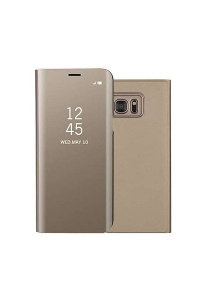 Dali Protective Flip Cover Compatible with Xiaomi Redmi 8, Clear View, Plastic, Gold