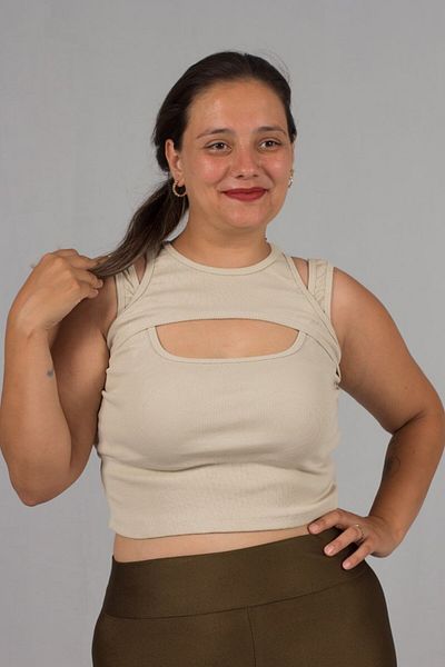 Truva XXL Plus Size Ribbed Cream Crop Top: Style and Comfort in One