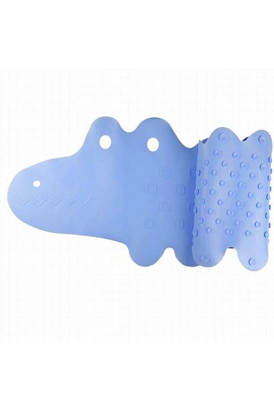 Bocioland Covoras de baie, Bocioland, Antiderapant, Cu ventuze, Silicon, 33 x 90 cm, Crocodile Blue
