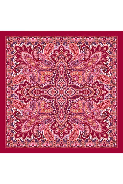 OEM Eșarfă de damă, 100% mătase, roșie, 90x90 cm, Fattorseta