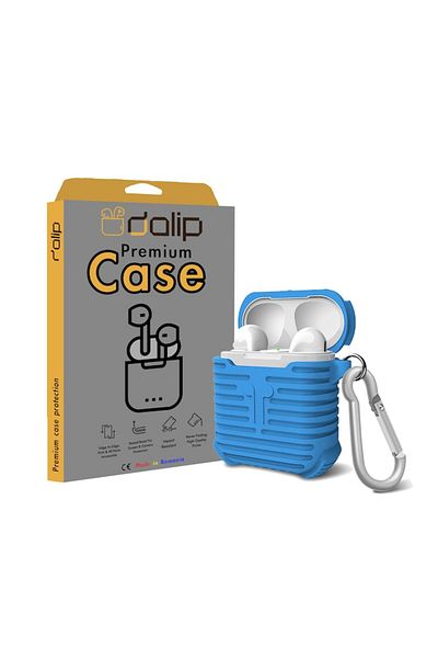 dalip Husa pentru Apple Airpods, SturdyCorners, Silicon, Albastru