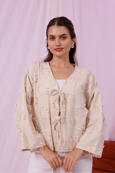 Moda Palmiss Women's Stone Tassel Detailed Tie-Up Kimono