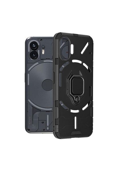 Dali Protective Armor Case Compatible with Nothing Phone 2, Silicone Shield with Magnetic Ring, TPU, Blac