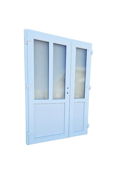 KIRCHBERGER 140x210cm White left 7cm 5 Double T-Model door PVC and insulating glass chambers