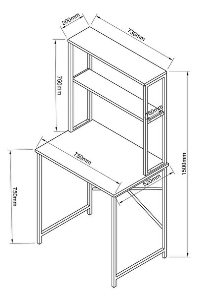 Remaks DORA Ders Çalışma Çalışma Masası Bilgisayar Masası Ofis Ders Yemek Masası antrasit