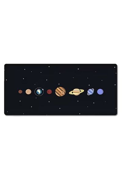 Dali Mousepad for desk, non-slip, Planet model, 80x30cm, Black