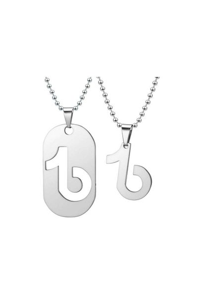 dalip Set 2 chains with TikTok model, stainless steel, 45cm length, Silver