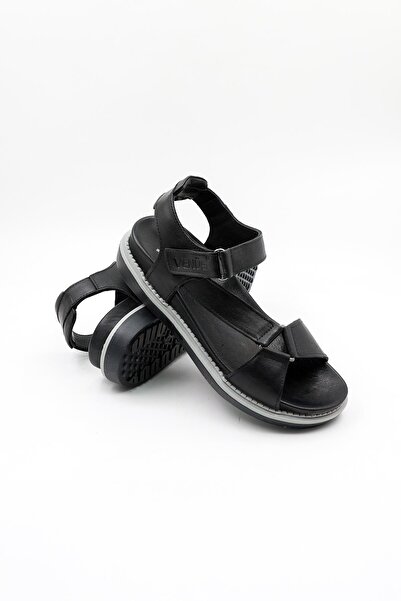 Venüs Women's Genuine Leather Daily Sandals Vn202064Y Black