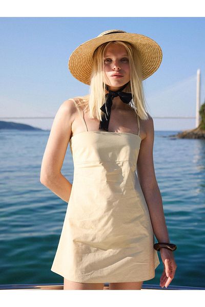 Juste Mini Poplin Dress with Strap Yellow