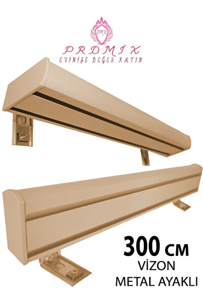 PERDE Mix 300 CM BEJ VİP Dekoratif Perde Ray Kornişi Alüminyum 2 Kanallı 8 cm...