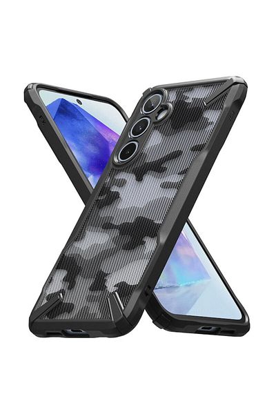 Dali Protective Case Compatible with Samsung Galaxy A55 5G, Fusion X, Reinforced Edges, TPU, Camo Black,