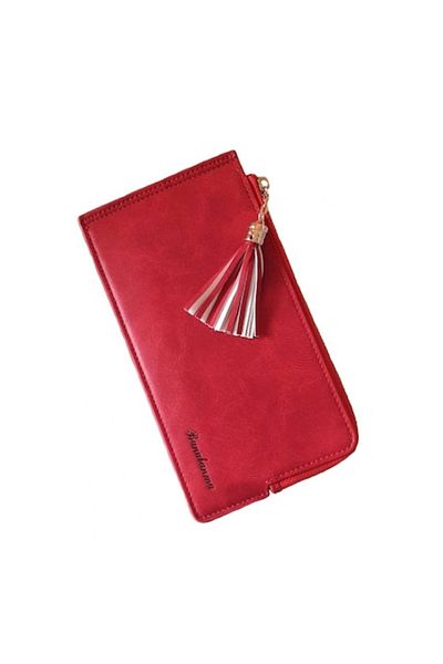 OEM Portofel mediu de damă, Banabanma, piele ecologică premium, roșu, sloturi multiple pentru carduri, 19x10x2 cm