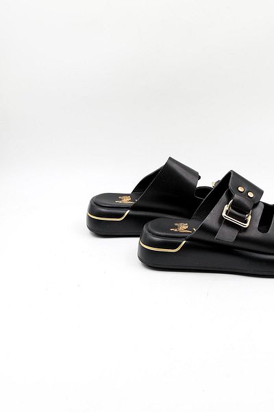 Venüs Women's Genuine Leather Daily Slippers Vn440032Y Black